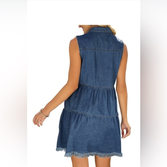 NWOT Luvamia Denim Sleeveless Button-Down Dress - Picture 2 of 4